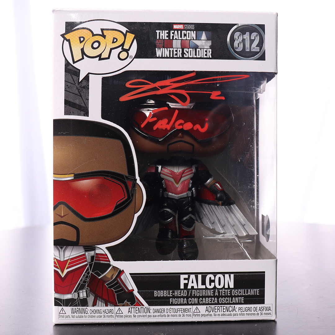 Anthony Mackie Signed "Falcon" #812 The Falcon and the Winter Soldier Funko POP! Vinyl Figure Inscribed "Falcon" (BAS Witness)