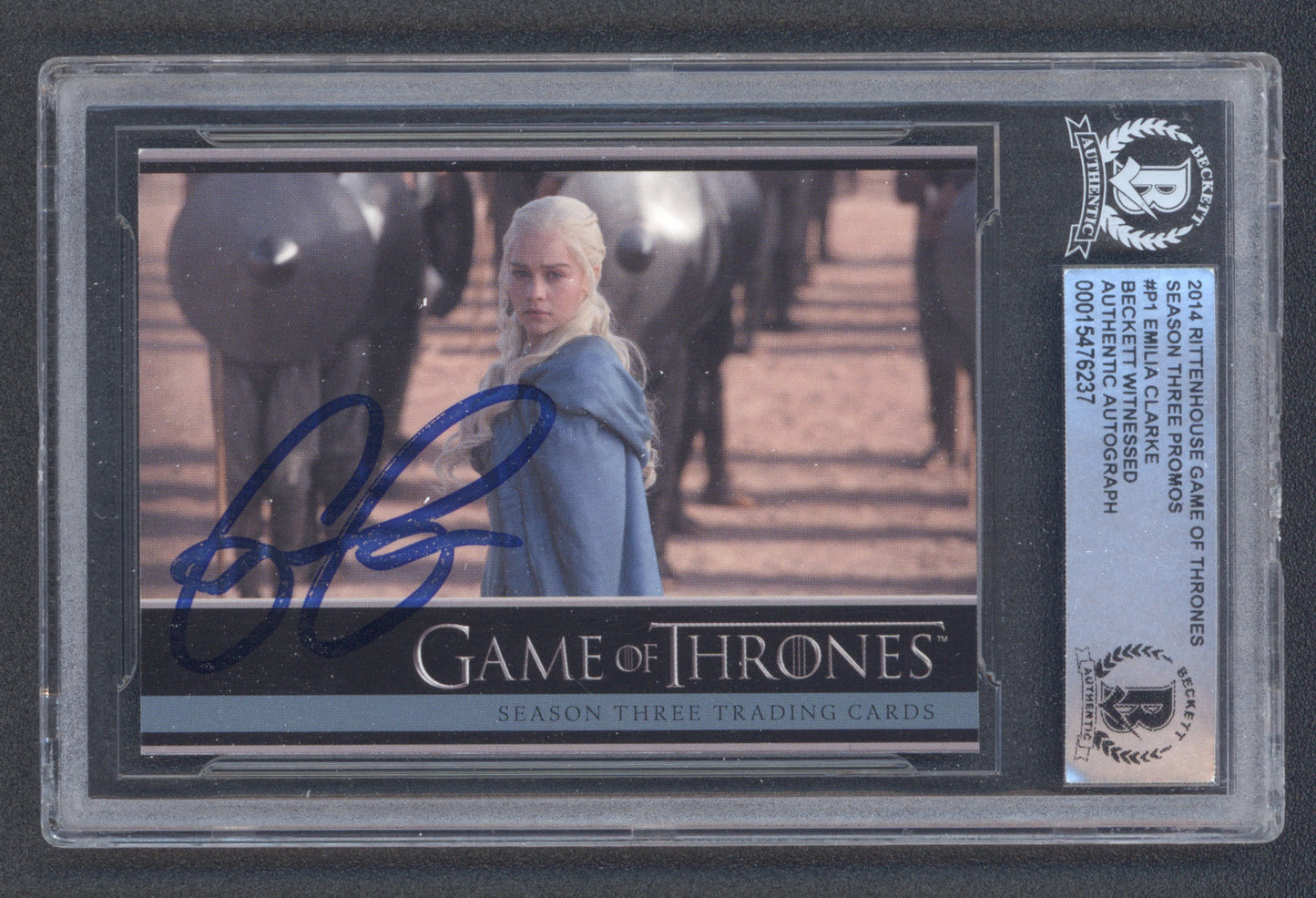 Emilia Clarke Signed 2014 Rittenhouse Game of Thrones Season Three Promos #P1 (BGS)