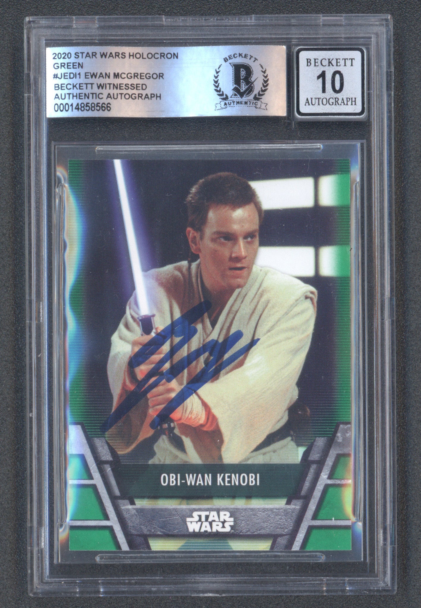 Ewan McGregor Signed 2020 Star Wars Holocron Green #Jedi1 (BGS | Autograph Grade 10)