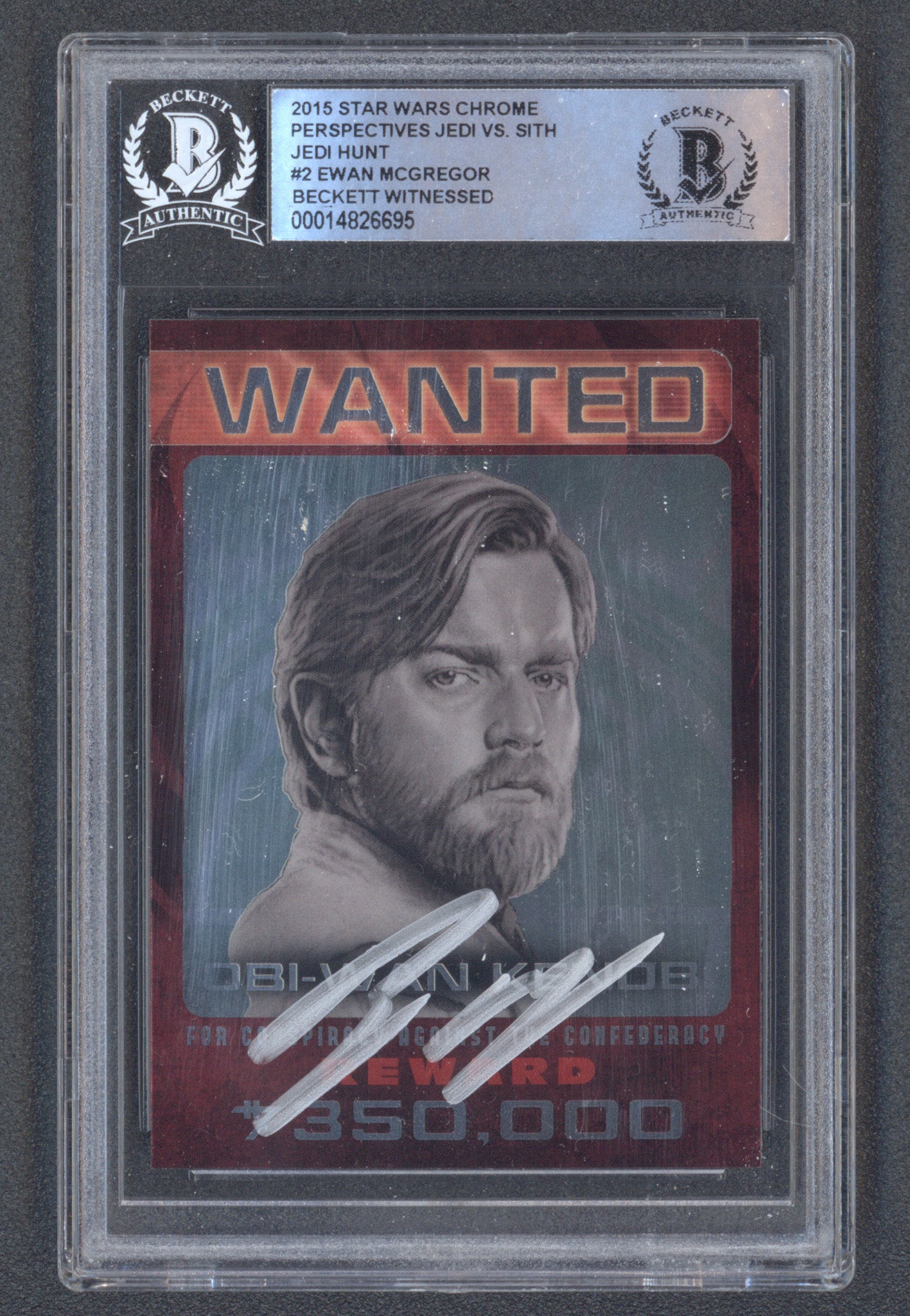 Ewan McGregor Signed 2015 Star Wars Chrome Perspectives Jedi vs. Sith Jedi Hunt #2 (BGS)