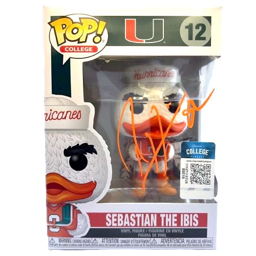 Ray Lewis Signed Miami Hurricanes #12 Sebastian the Ibis Funko Pop! Vinyl Figure (Beckett)