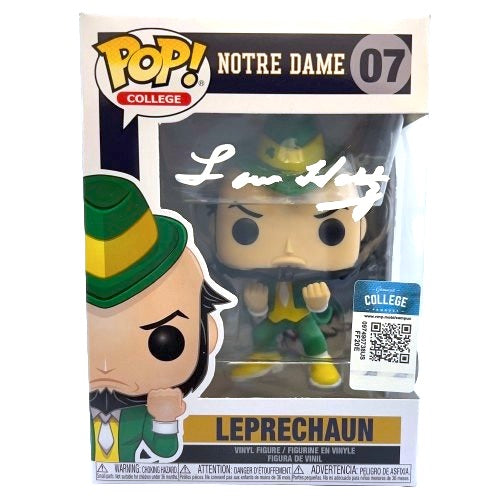 Lou Holtz Signed Notre Dame Fighting Irish Leprechaun #07 Funko Pop! Vinyl Figure (Beckett)