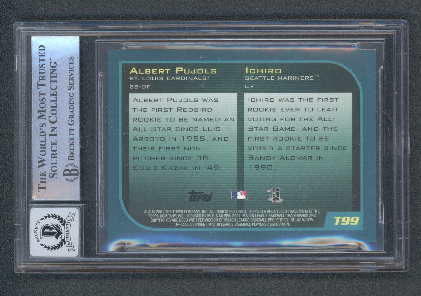 Albert Pujols & Ichiro Suzuki Signed 2001 Topps Traded #T99 (BGS | Autograph Grade 10)