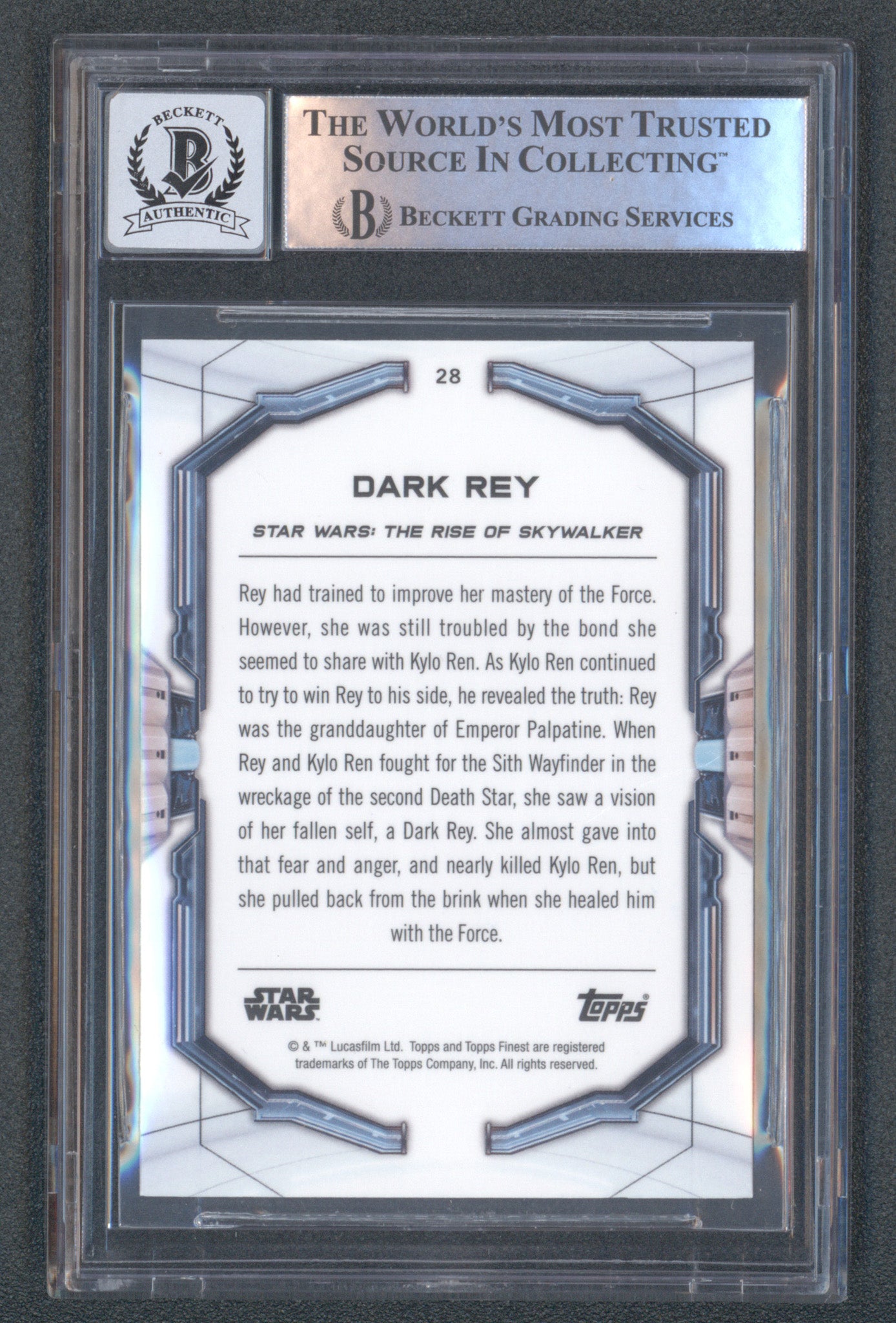 Daisy Ridley Signed 2022 Star Wars Finest #28 (BGS | Autograh Grade 10)