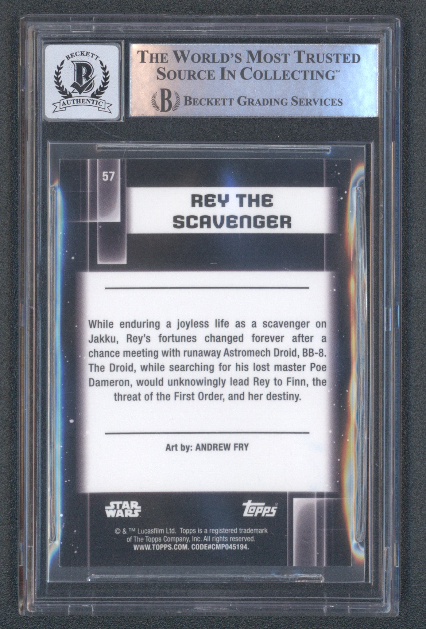 Daisy Ridley Signed 2021 Star Wars Galaxy Chrome #57 (BGS | Autograph 10)