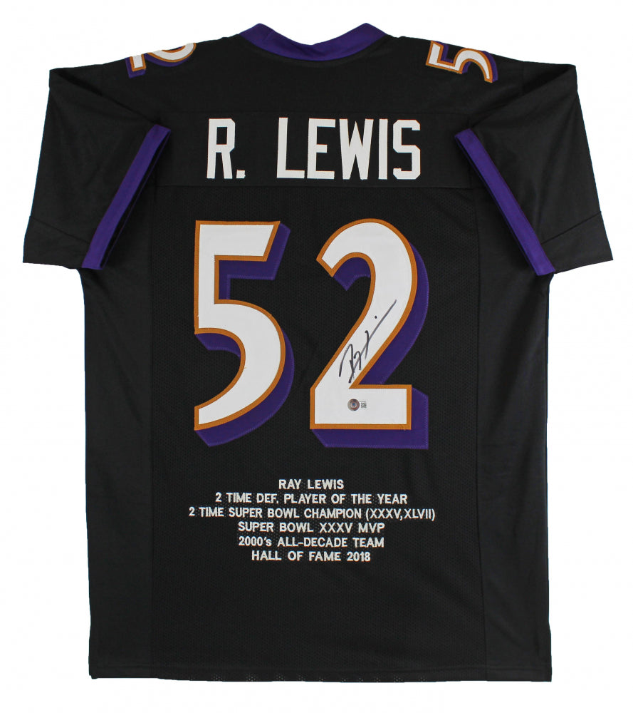 Ray Lewis Signed Stat Jersey (Beckett)