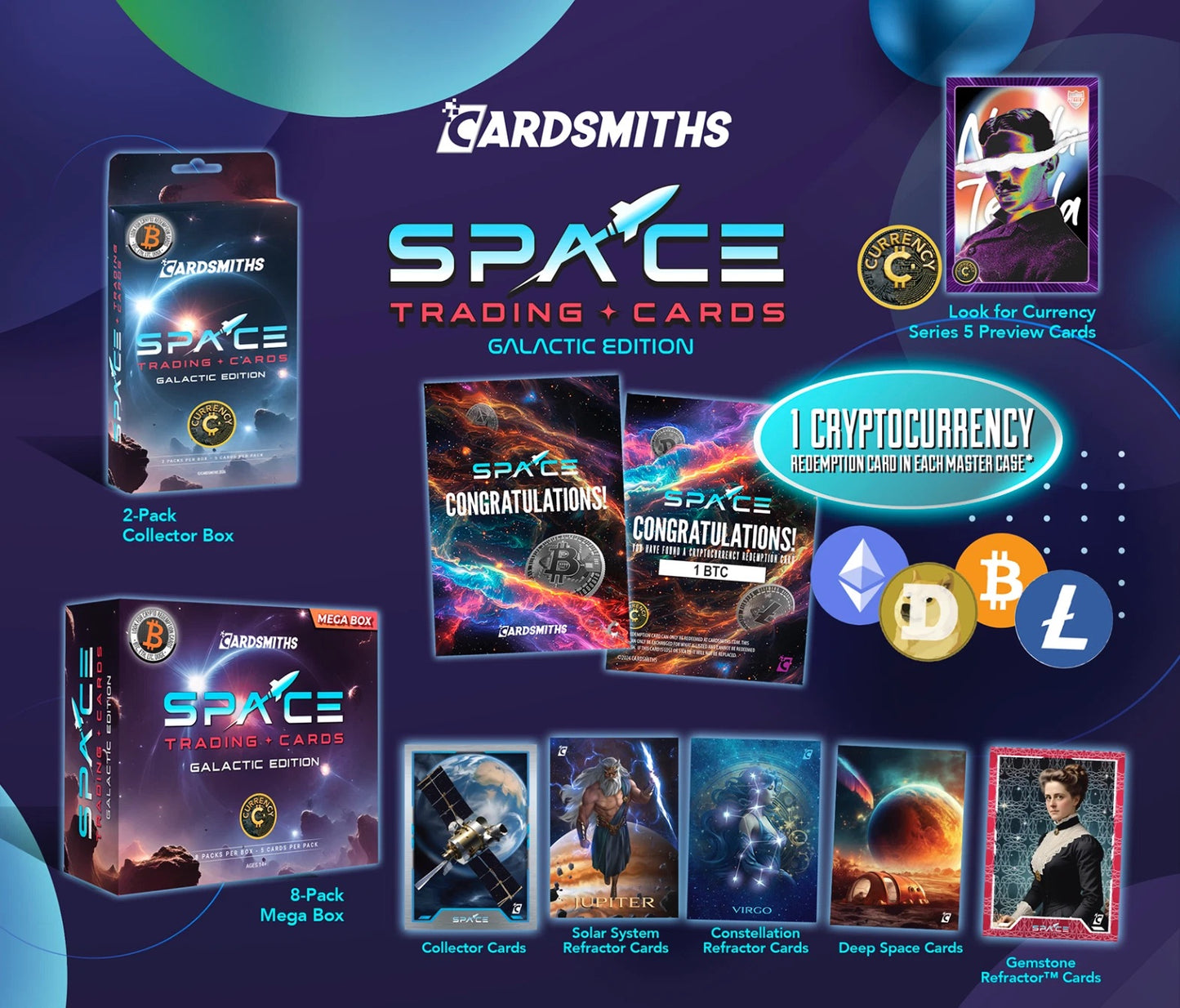 Cardsmiths SPACE Trading + Cards Galactic Edition 8-Pack Mega Box